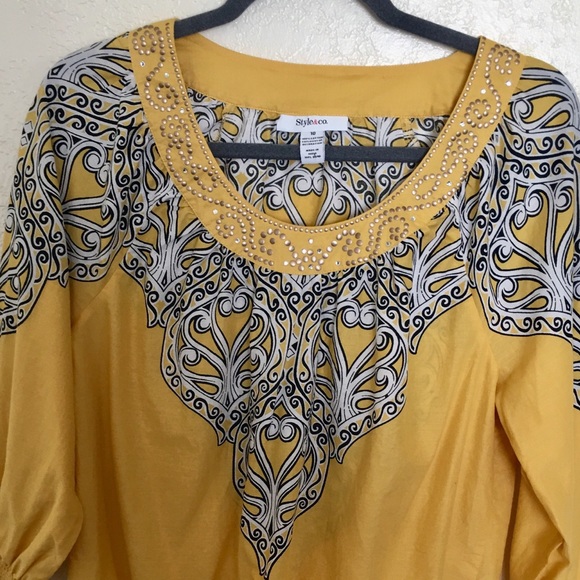 Style & Co Women's Blouse Size 10 Yellow - Picture 3 of 7